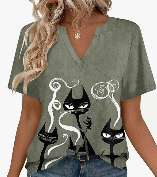 camiseta manga corta gato mascotas